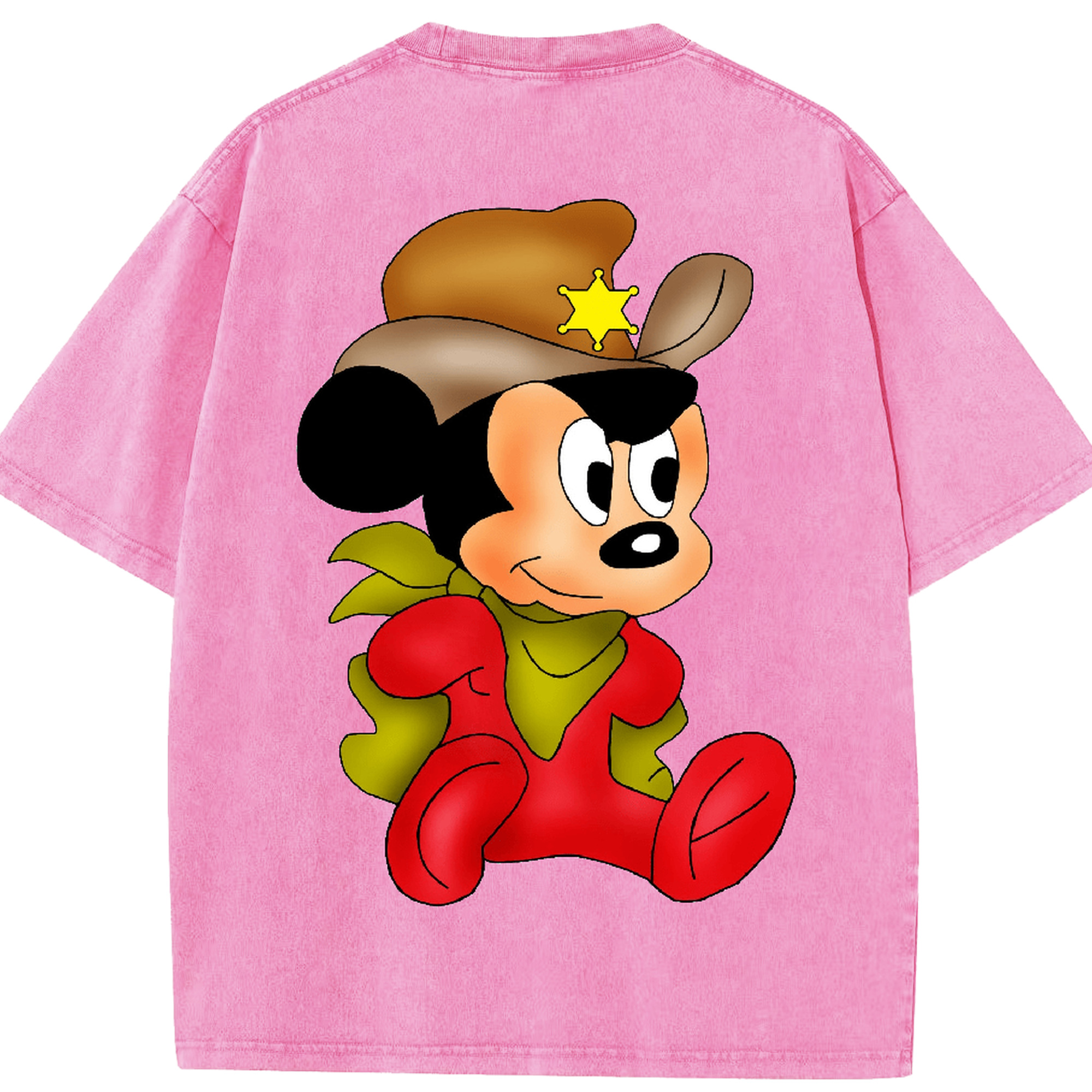 （画像用） ミッキーマウス Mickey Mouse 綿100% ヴィンテージ風 半袖Tシャツ（背面プリント）
